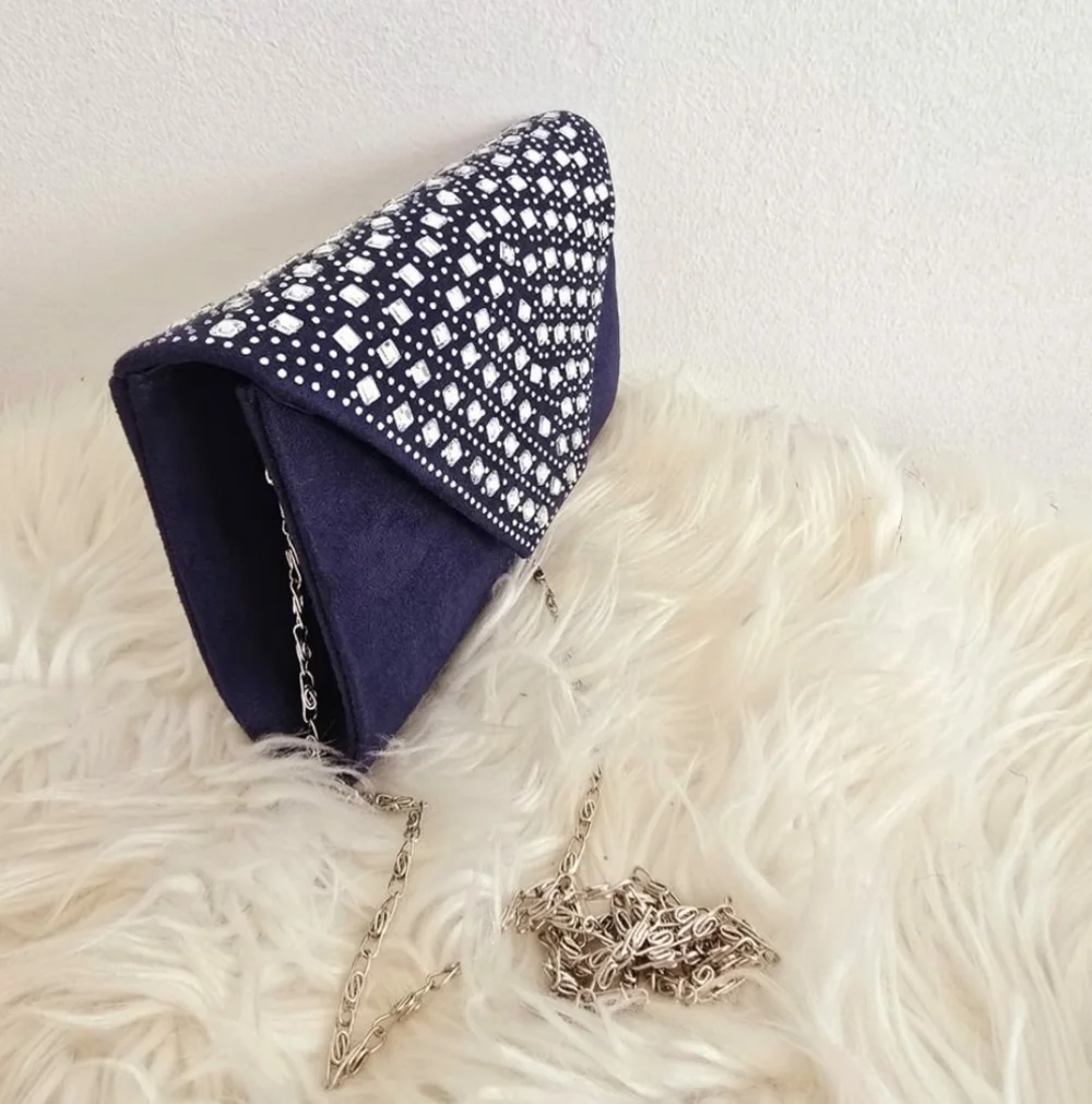 Classic Women's Envelope Clutch/Shoulder Purse Sequined Blue 🌴